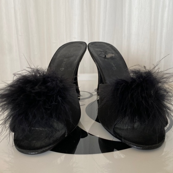 REDUCED! Victoria’s Secret satin/ostrich slippers - Picture 1 of 14